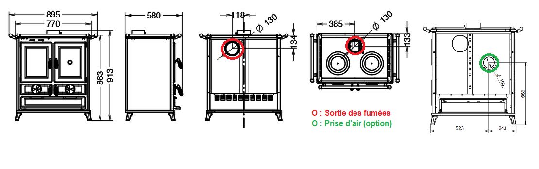 Cuisinière à bois en fonte THERMOROSSI Klaretta Evo 8,2 kW – cuisson et chauffage – Image 14