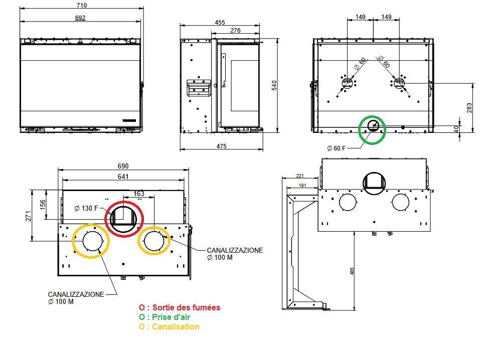 Insert à bois 3 vitres THERMOROSSI Panorama 5,7 kW – vue panoramique du feu – Image 5