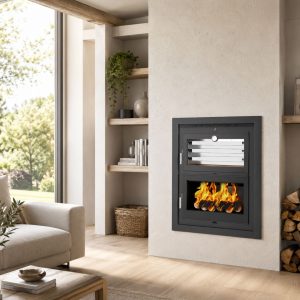 Insert à bois avec four FIREMATIC Nashville 10,9 kW – chauffage et cuisson, 295 m³