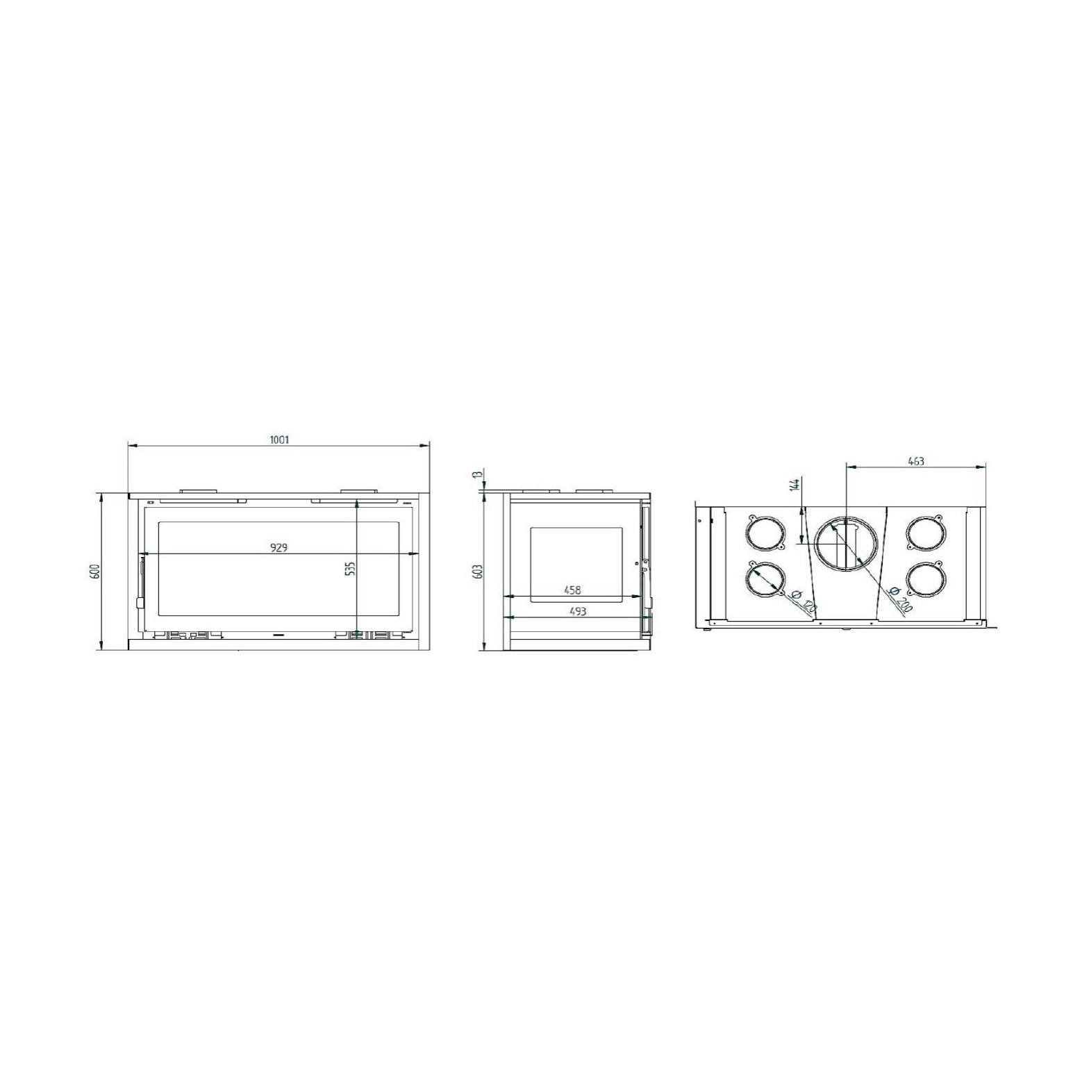 Insert à bois d'angle ventilé FIREMATIC Eden-I 13,3 kW – 2 faces, 4 sorties canalisables – Image 5