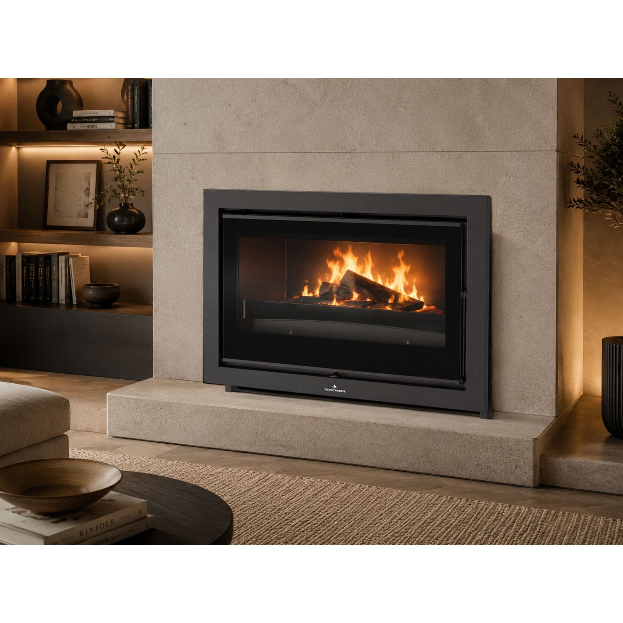 Insert à bois canalisable BRONPI Paris 70 Vision 12 kW – large vitre, Flamme Verte 7*