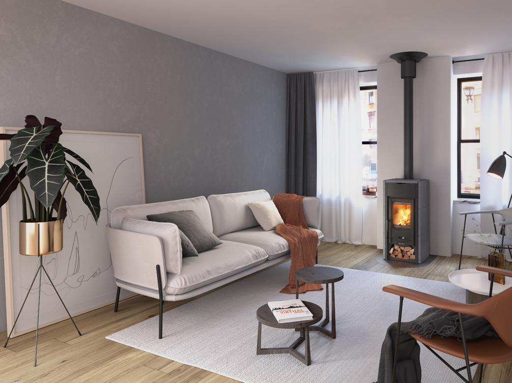 Poêle à bois en pierre volcanique LA NORDICA Asia 7 kW – rendement 86 %, 201 m³ – Image 5