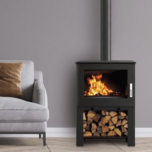 Poêle à bois étanche en fonte SUPRA Adam Bûcher 7,3 kW – range-bûches, Flamme Verte 7*