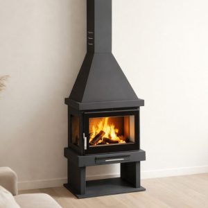 Poêle à bois colonne 3 vitres FIREMATIC Indiana 10,9 kW – ventilé, 295 m³