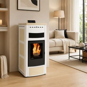 Poêle à granulés céramique PHEBO Maia Maxi Bicolore 12,7 kW – réservoir 28 kg, 360 m³
