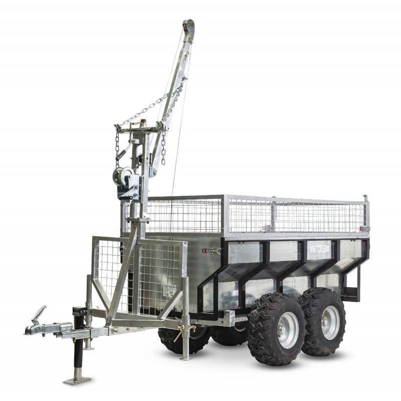 Remorque benne galvanisée 1000 kg avec grue MW-Tools AHR1000GK – double essieu – Image 3