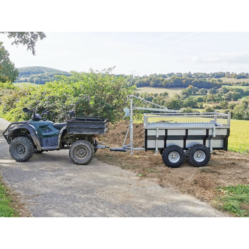 Remorque benne galvanisée 1000 kg avec grue MW-Tools AHR1000GK – double essieu – Image 4
