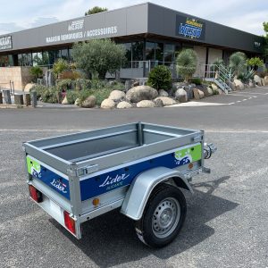 Remorque compacte Lider Alicante 100 x 150 cm – 500 kg, ridelles amovibles