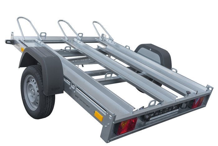 Remorque 3 motos UNITRAILER Moto 3/R – 3 rails, essieu à amortisseurs