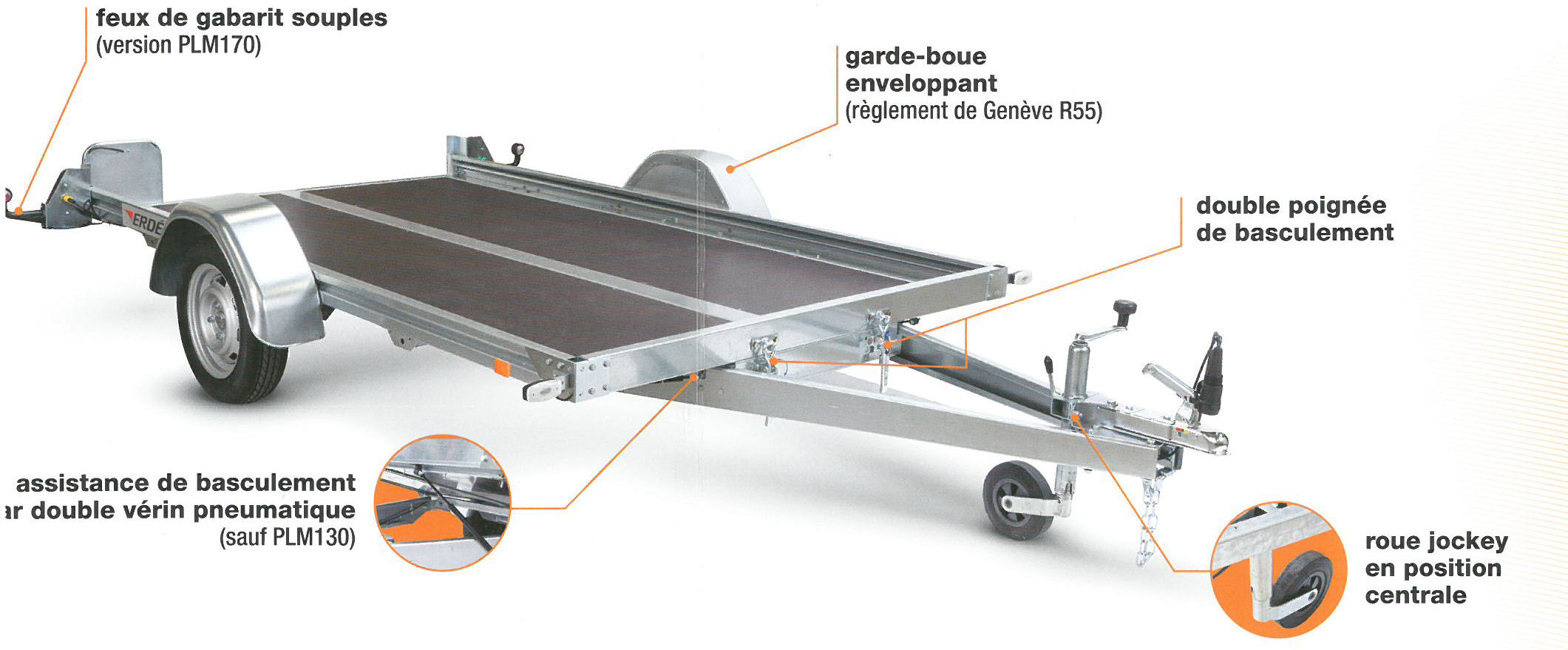 Remorque plateau basculant Erde Expert PLM 150 – 250 x 150 cm, double vérin – Image 2